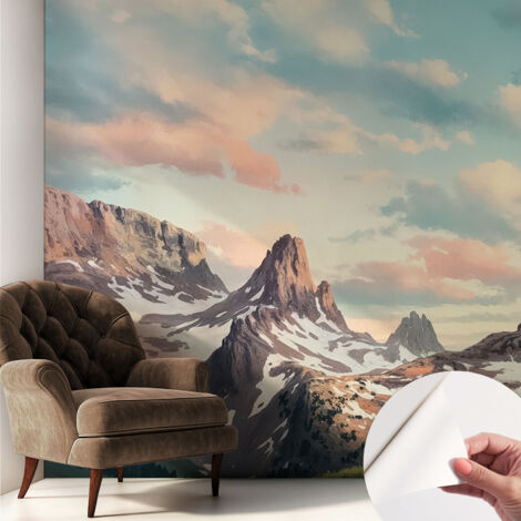 Selbstklebend Tapete - abwaschbar - Raumgestaltung  Schlafzimmer Wohnzimmer Tapete Bergpanorama 250x250 cm