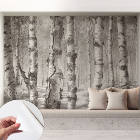 Selbstklebend Tapete - abwaschbar - Raumgestaltung Schlafzimmer Wohnzimmer Tapete Birkenwald 208x146 cm