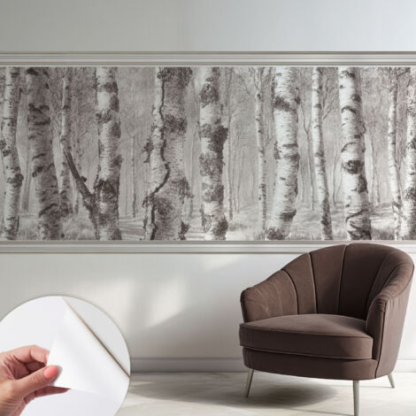 Selbstklebend Tapete - abwaschbar - Raumgestaltung Schlafzimmer Wohnzimmer Tapete Birkenwald 250x104 cm