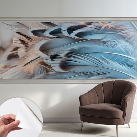 Selbstklebend Tapete - abwaschbar - Raumgestaltung  Schlafzimmer Wohnzimmer Tapete Blaue Federn 250x104 cm