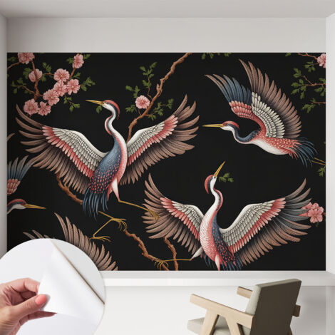 Selbstklebend Tapete - abwaschbar - Raumgestaltung  Schlafzimmer Wohnzimmer Tapete Blumenmuster 152x104 cm
