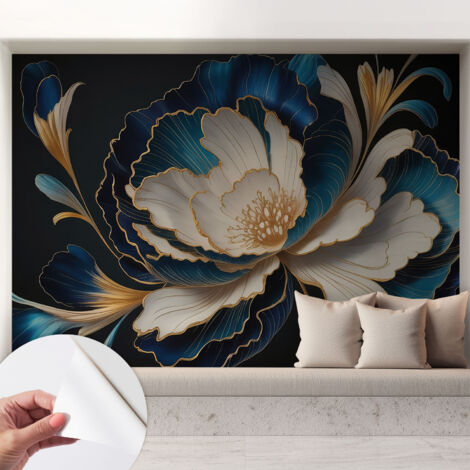 Selbstklebend Tapete - abwaschbar - Raumgestaltung  Schlafzimmer Wohnzimmer Tapete Blumenmuster 208x146 cm