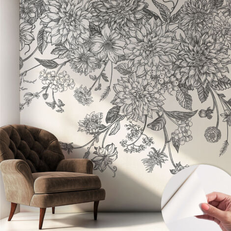 Selbstklebend Tapete - abwaschbar - Raumgestaltung  Schlafzimmer Wohnzimmer Tapete Blumenmuster 250x250 cm