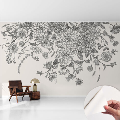 Selbstklebend Tapete - abwaschbar - Raumgestaltung  Schlafzimmer Wohnzimmer Tapete Blumenmuster 416x254 cm