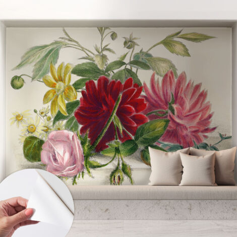Selbstklebend Tapete - abwaschbar - Raumgestaltung  Schlafzimmer Wohnzimmer Tapete Blumenstrauß 208x146 cm