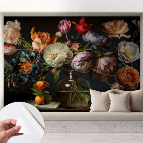 Selbstklebend Tapete - abwaschbar - Raumgestaltung  Schlafzimmer Wohnzimmer Tapete Blumenstrauß 208x146 cm