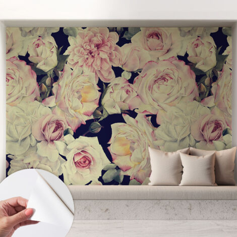 Selbstklebend Tapete - abwaschbar - Raumgestaltung  Schlafzimmer Wohnzimmer Tapete Blumenstrauß 208x146 cm