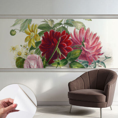 Selbstklebend Tapete - abwaschbar - Raumgestaltung  Schlafzimmer Wohnzimmer Tapete Blumenstrauß 250x104 cm