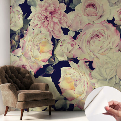 Selbstklebend Tapete - abwaschbar - Raumgestaltung  Schlafzimmer Wohnzimmer Tapete Blumenstrauß 250x250 cm