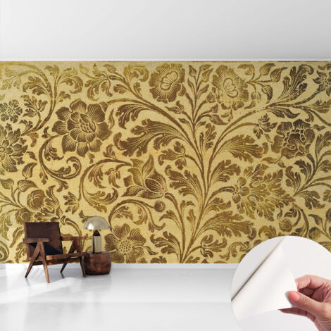 Selbstklebend Tapete - abwaschbar - Raumgestaltung  Schlafzimmer Wohnzimmer Tapete Blumiges Muster 416x254 cm
