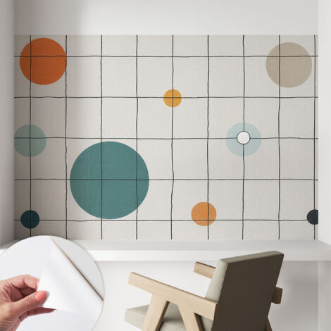 Selbstklebend Tapete - abwaschbar - Raumgestaltung Schlafzimmer Wohnzimmer Tapete Bunte Kreise 104x70 cm
