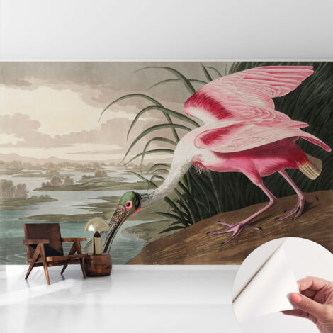 Selbstklebend Tapete - abwaschbar - Raumgestaltung  Schlafzimmer Wohnzimmer Tapete Exotischer Vogel 416x254 cm