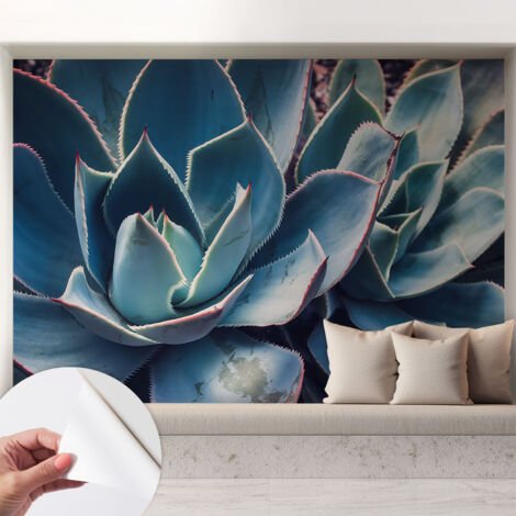 Selbstklebend Tapete - abwaschbar - Raumgestaltung  Schlafzimmer Wohnzimmer Tapete Grüne Aloe 208x146 cm