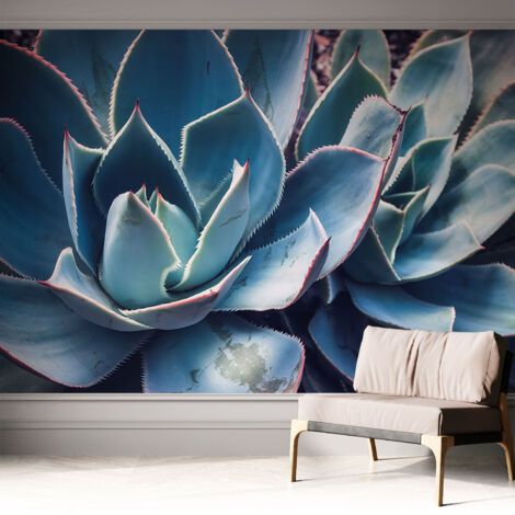 Selbstklebend Tapete - abwaschbar - Raumgestaltung  Schlafzimmer Wohnzimmer Tapete Grüne Aloe 312x219 cm
