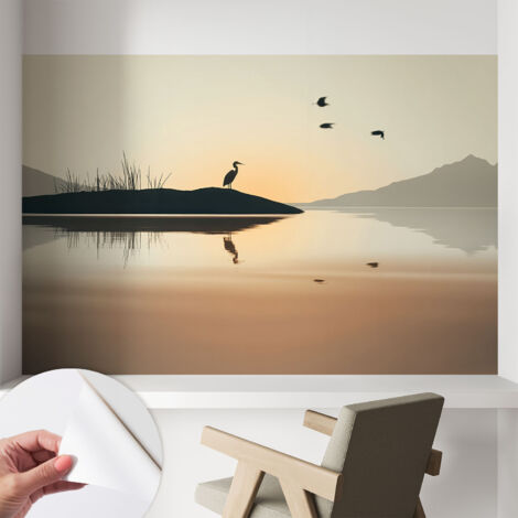 Selbstklebend Tapete - abwaschbar - Raumgestaltung  Schlafzimmer Wohnzimmer Tapete Morgenstille 104x70 cm