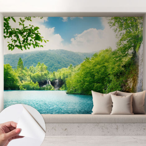 Selbstklebend Tapete - abwaschbar - Raumgestaltung  Schlafzimmer Wohnzimmer Tapete Natürlicher Wasserfall 208x146 cm