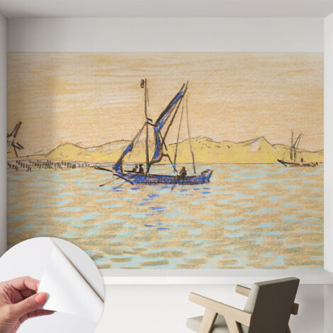 Selbstklebend Tapete - abwaschbar - Raumgestaltung  Schlafzimmer Wohnzimmer Tapete Ruhe am Meer 152x104 cm