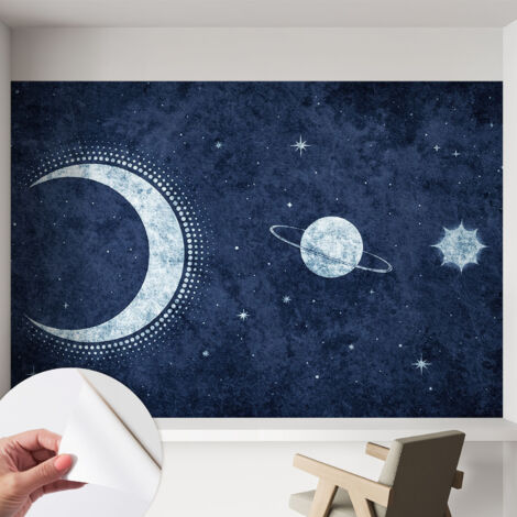 Selbstklebend Tapete - abwaschbar - Raumgestaltung  Schlafzimmer Wohnzimmer Tapete Sternenmotiv 152x104 cm