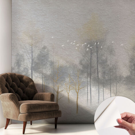 Selbstklebend Tapete - abwaschbar - Raumgestaltung  Schlafzimmer Wohnzimmer Tapete Waldharmonie 250x250 cm
