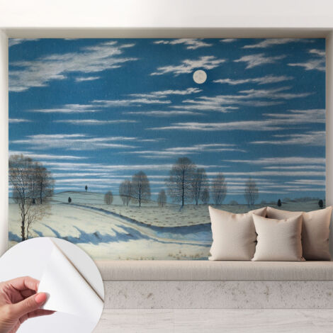 Selbstklebend Tapete - abwaschbar - Raumgestaltung  Schlafzimmer Wohnzimmer Tapete Winterlandschaft 208x146 cm