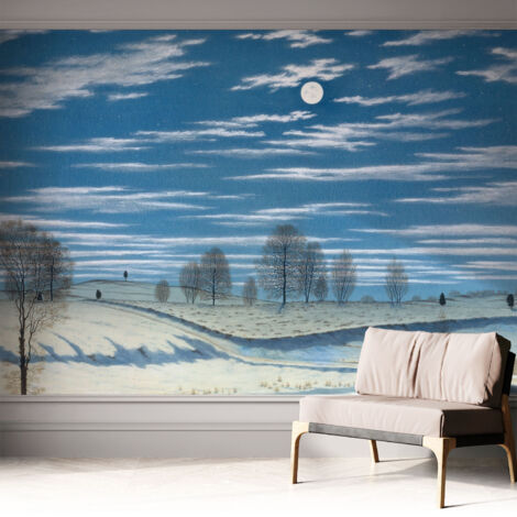 Selbstklebend Tapete - abwaschbar - Raumgestaltung  Schlafzimmer Wohnzimmer Tapete Winterlandschaft 312x219 cm