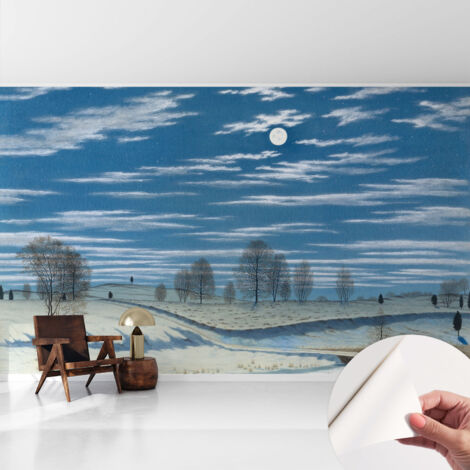 Selbstklebend Tapete - abwaschbar - Raumgestaltung  Schlafzimmer Wohnzimmer Tapete Winterlandschaft 416x254 cm