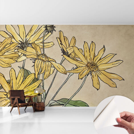 Selbstklebend Tapete modern - Wanddeko für Küche - Klebefolie Wand - luxus Look Aquarellblumen 416x254 cm