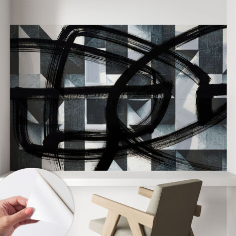 Selbstklebend Tapete modern - Wanddeko für Küche - Klebefolie Wand - luxus Look Ausdrucksstarke Geometrie 104x70 cm