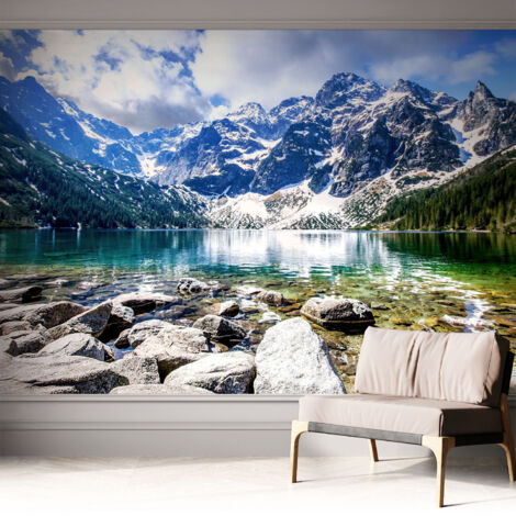 Selbstklebend Tapete modern - Wanddeko für Küche - Klebefolie Wand - luxus Look Berglandschaft 312x219 cm