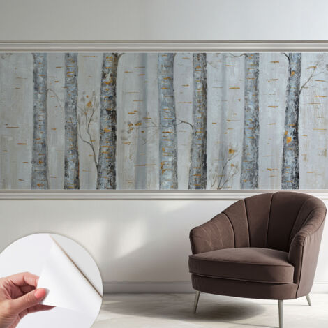 Selbstklebend Tapete modern - Wanddeko für Küche - Klebefolie Wand - luxus Look Birkenbäume 250x104 cm