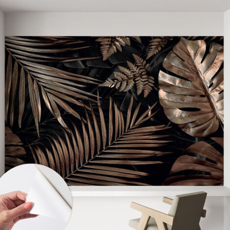 Selbstklebend Tapete modern - Wanddeko für Küche - Klebefolie Wand - luxus Look Exotische Blätter 152x104 cm