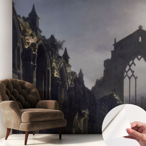 Selbstklebend Tapete modern - Wanddeko für Küche - Klebefolie Wand - luxus Look Gotische Ruinen 250x250 cm