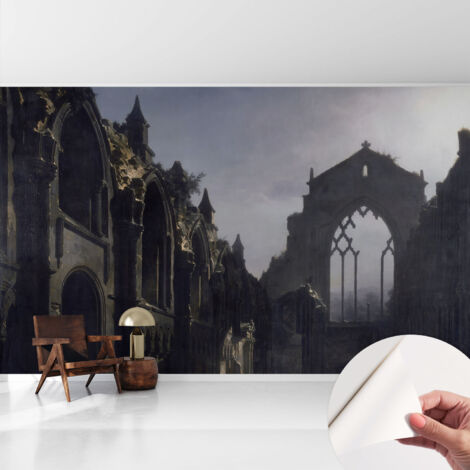 Selbstklebend Tapete modern - Wanddeko für Küche - Klebefolie Wand - luxus Look Gotische Ruinen 416x254 cm