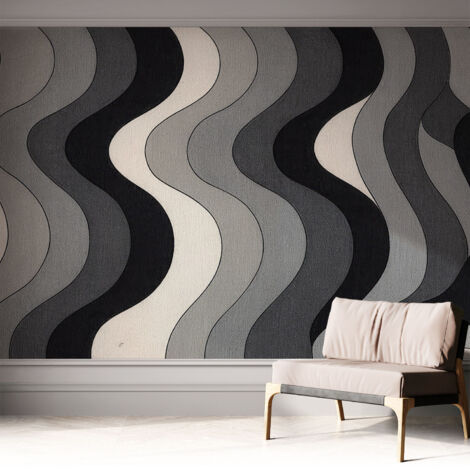 Selbstklebend Tapete modern - Wanddeko für Küche - Klebefolie Wand - luxus Look Graue Wellen 312x219 cm