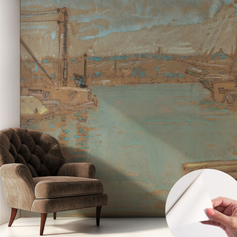 Selbstklebend Tapete modern - Wanddeko für Küche - Klebefolie Wand - luxus Look Hafenansichten 250x250 cm