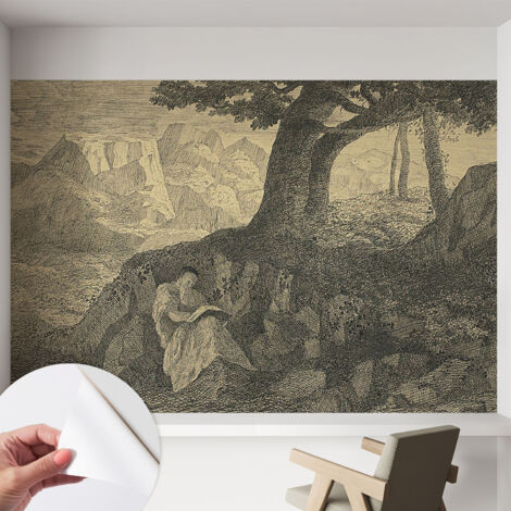 Selbstklebend Tapete modern - Wanddeko für Küche - Klebefolie Wand - luxus Look Lesende Person 152x104 cm
