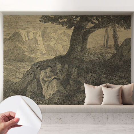 Selbstklebend Tapete modern - Wanddeko für Küche - Klebefolie Wand - luxus Look Lesende Person 208x146 cm