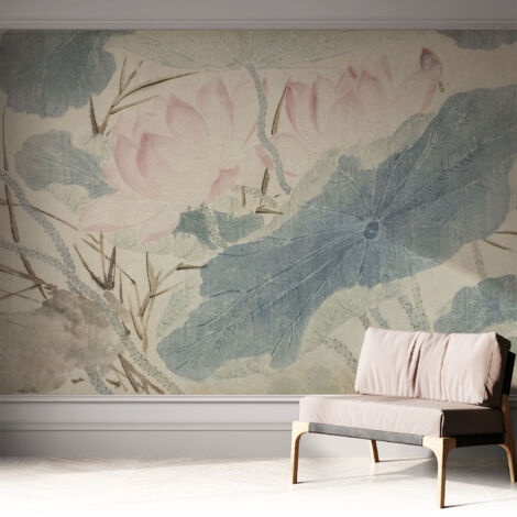 Selbstklebend Tapete modern - Wanddeko für Küche - Klebefolie Wand - luxus Look Lotusblätter 312x219 cm