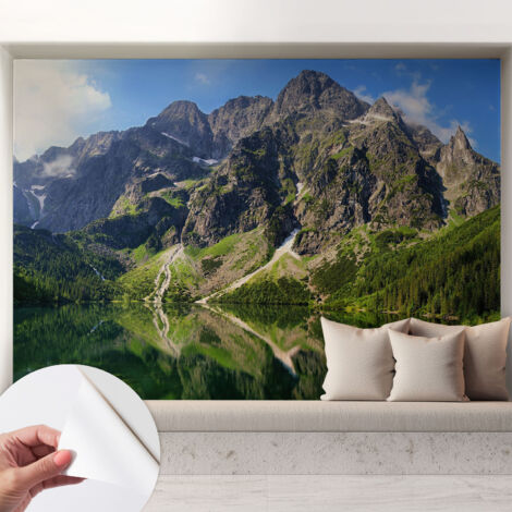 Selbstklebend Tapete modern - Wanddeko für Küche - Klebefolie Wand - luxus Look Malerische Berge 208x146 cm