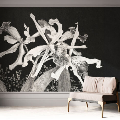 Selbstklebend Tapete modern - Wanddeko für Küche - Klebefolie Wand - luxus Look Orchideenillustration 312x219 cm