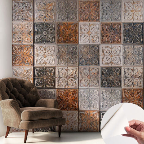 Selbstklebend Tapete modern - Wanddeko für Küche - Klebefolie Wand - luxus Look Ornamentale Fliesen 250x250 cm
