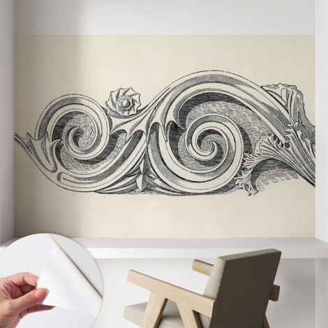 Selbstklebend Tapete modern - Wanddeko für Küche - Klebefolie Wand - luxus Look Pflanzenornament 104x70 cm