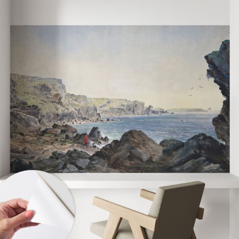 Selbstklebend Tapete modern - Wanddeko für Küche - Klebefolie Wand - luxus Look Ruhige Küste 104x70 cm