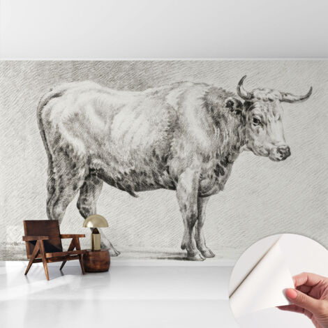 Selbstklebend Tapete modern - Wanddeko für Küche - Klebefolie Wand - luxus Look Stier-Bleistift 416x254 cm