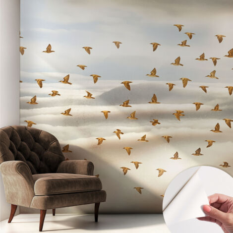 Selbstklebend Tapete modern - Wanddeko für Küche - Klebefolie Wand - luxus Look Vögel im Flug 250x250 cm