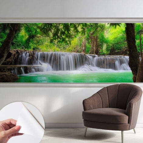 Selbstklebend Tapete modern - Wanddeko für Küche - Klebefolie Wand - luxus Look Waldwasserfall 250x104 cm