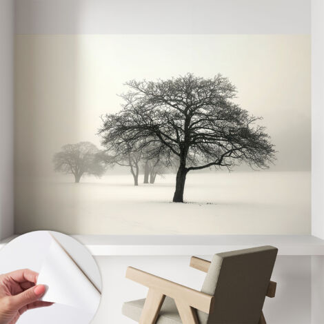 Selbstklebend Tapete modern - Wanddeko für Küche - Klebefolie Wand - luxus Look Winterbäume 104x70 cm