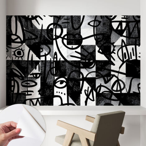 Selbstklebend Tapete modern - Wanddeko für Küche - Klebefolie Wand - luxus Look Zeichnerisches Chaos 104x70 cm