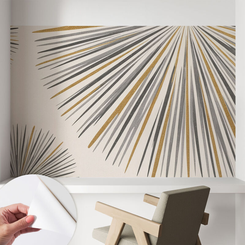 Tulup Selbstklebend Tapete Modern - Wanddeko Für Küche - Klebefolie Wand - Luxus Look Geometrische Fächer 104x70 Cm