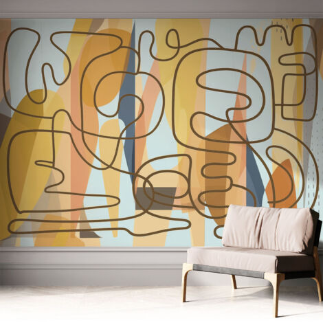 Selbstklebend Tapete modern Wohnzimmer - Wanddekoration - einfach anzubringen Abstrakte Formen 312x219 cm